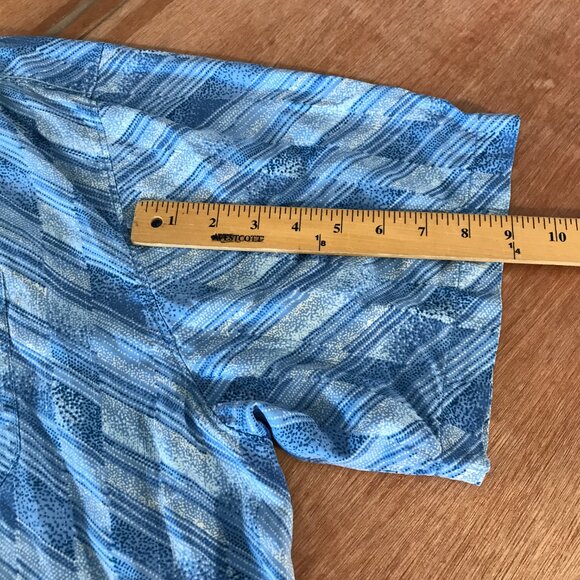 Tommy Bahama 100% Silk Shirt Men XXL Blue Striped Button Up Pocket Short Sleeve - Picture 9 of 12